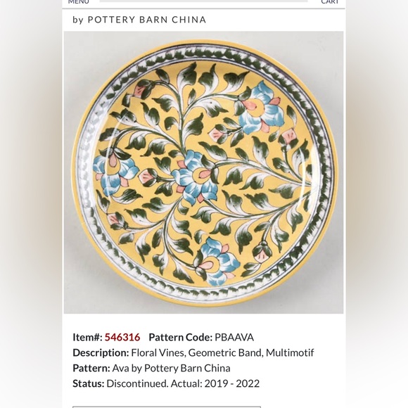New Pottery Barn Ava Floral Salad Plate Set, S/4, Yellow - Picture 8 of 13